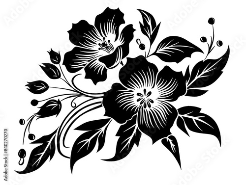 black and white floral ornament