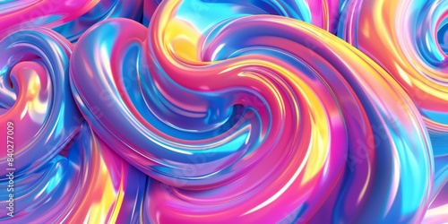 Abstract Swirling Pattern in Neon Pink, Blue, and Yellow