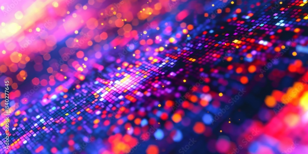 Vibrant Pixelated Pattern With Colorful Bokeh and Lights Vibrant Pixelated Pattern With Colorful Bokeh and Lights