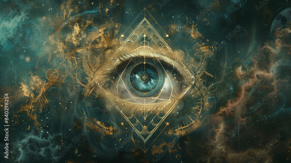 cosmic eye, mystical vision, surreal art, spiritual awakening, third ...