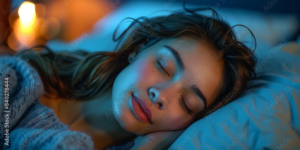 In a calm bedroom, a charming lady lies comfortably, exuding alluring beauty, in serene sleep. In a calm bedroom, a charming lady lies comfortably, exuding alluring beauty, in serene sleep.