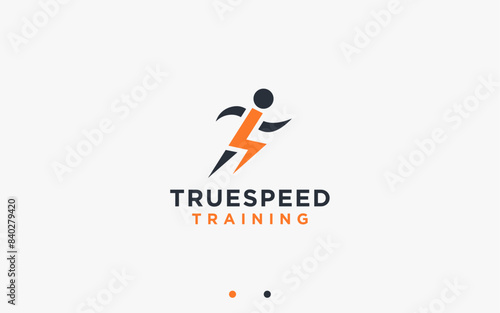 run with power logo design vector silhouette illustration