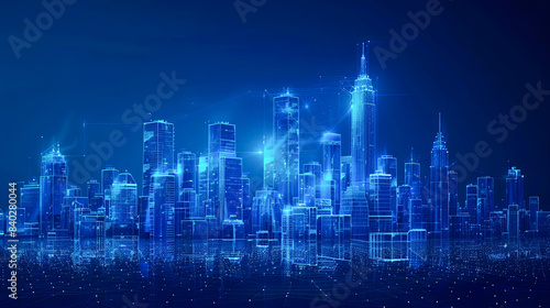 Abstract digital city background. 3d rendering, 3d illustration. © Graphic Dude