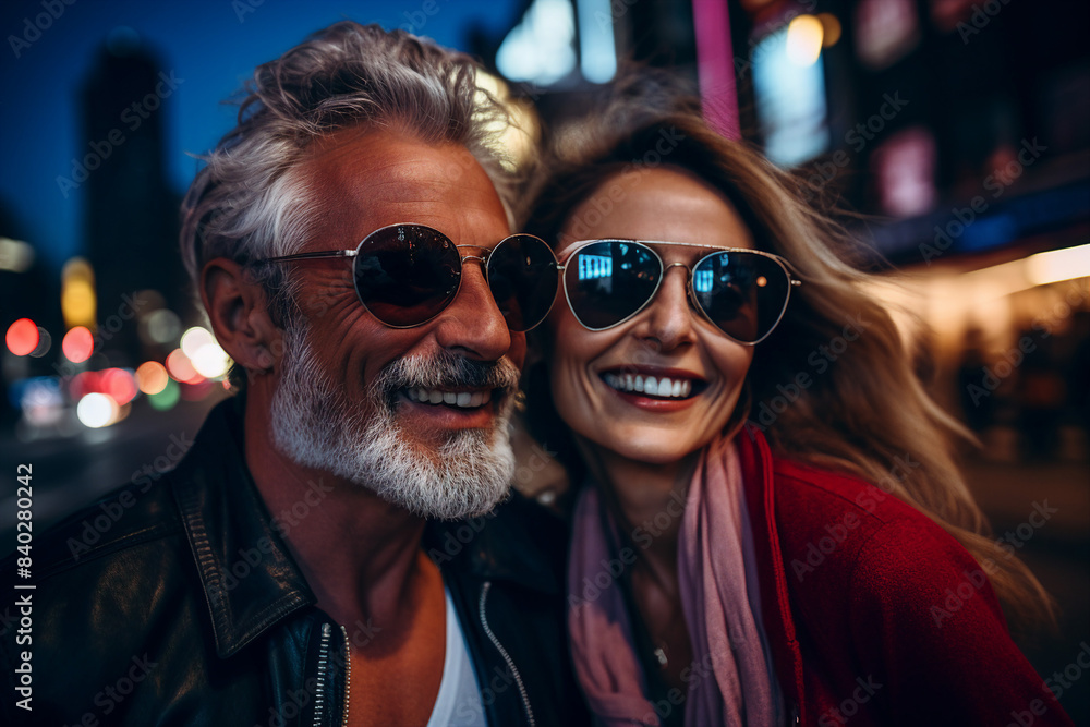 AI generated picture of happy elderly couple enjoy weekend together AI generated picture of happy elderly couple enjoy weekend together