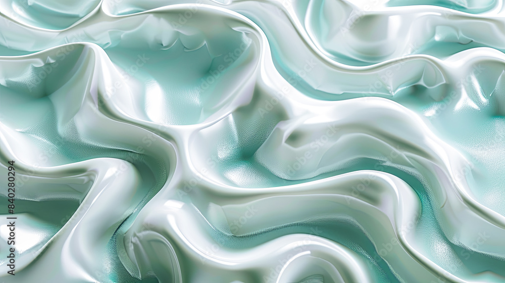 Obraz premium 3d render, abstract background with soft blue and green waves, computer generated images