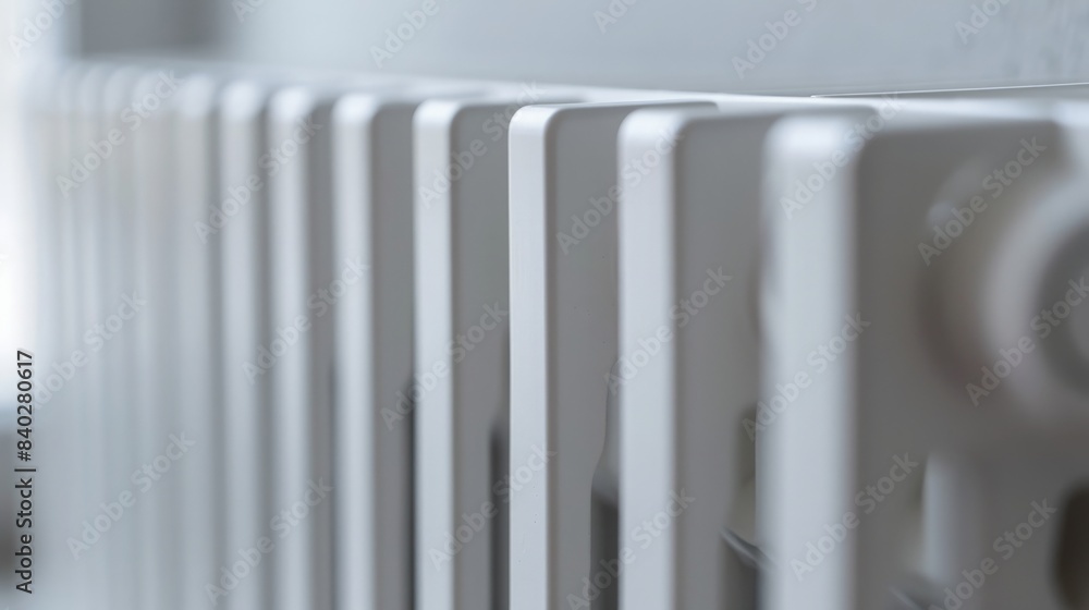Modern White Radiator CloseUp with Soft Focus Background Modern White Radiator CloseUp with Soft Focus Background