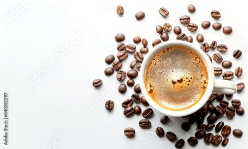 Taza de café, vista superior.
