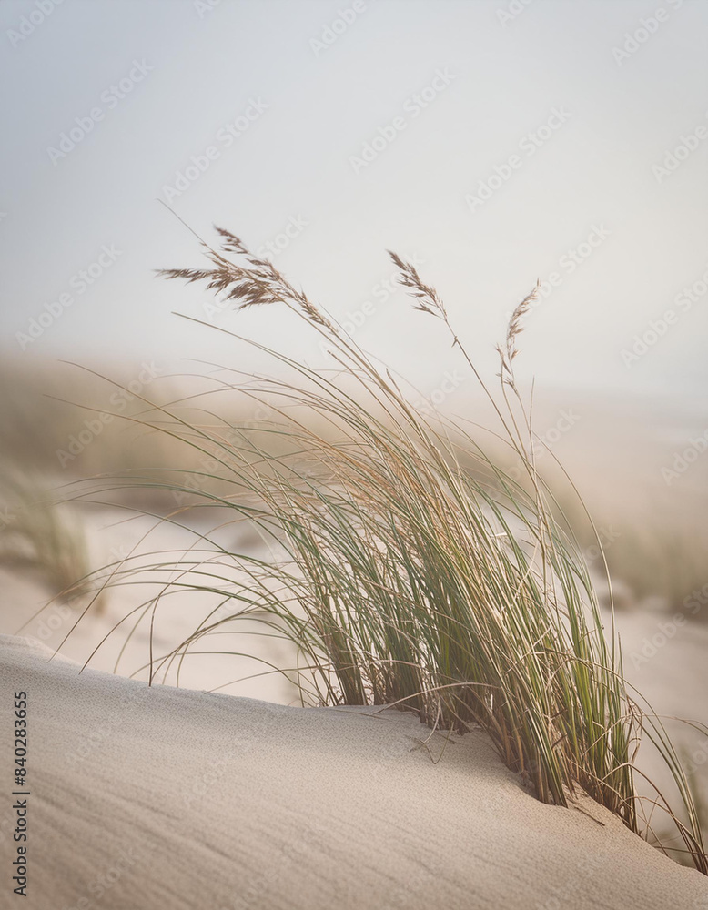 Obraz premium Trawy na wydmach nad morzem, tapeta, dekoracja.
