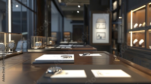 Timeless Elegance Luxury Watch Enthusiast's Dream Workspace with Business Cards Timepieces and Horology Literature