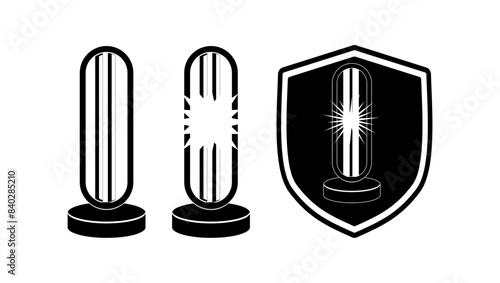 Ultraviolet Disinfection Lamp, black isolated silhouette