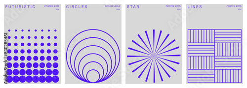 set of abstract modern blue vector covers