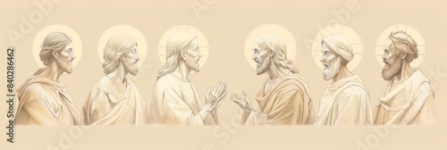 Biblical Illustration of Jesus' Resurrection and Appearances, Ideal for Banner,Christian banner