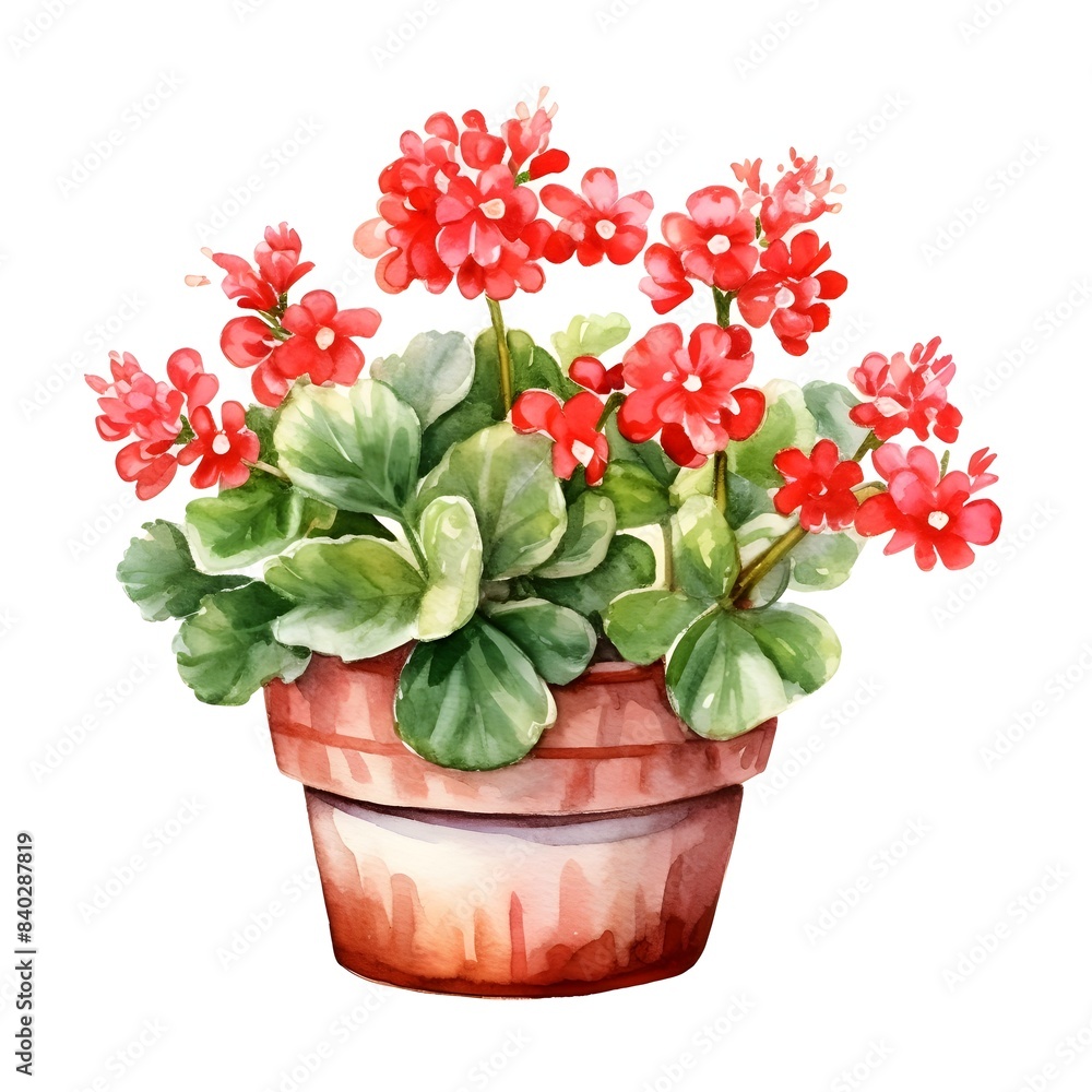 Vibrant Watercolor of Kalanchoe Flowers in Vase Vibrant Watercolor of Kalanchoe Flowers in Vase