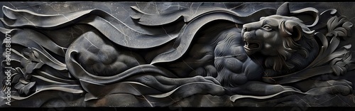 Mural 3d effect dark color, wallpaper, wall art. AI generated illustration