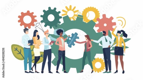 Diverse team of professionals collaborating on a project with synergy and efficiency