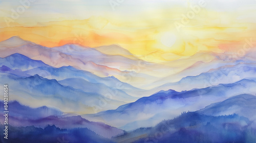 Mountain landscape during sunrise