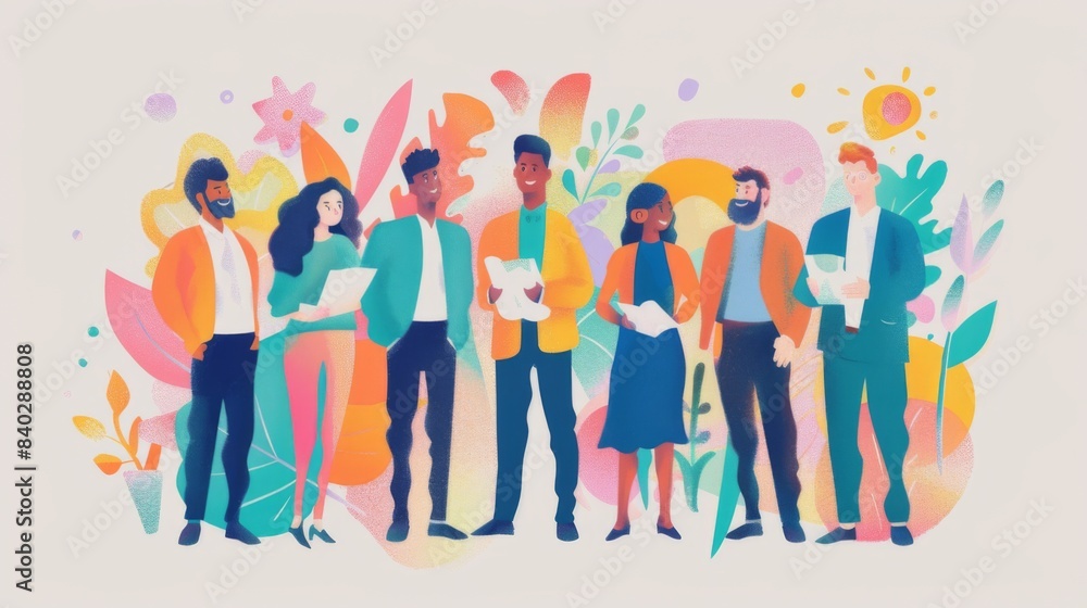 Diverse team of professionals collaborating on a project with synergy and efficiency Diverse team of professionals collaborating on a project with synergy and efficiency