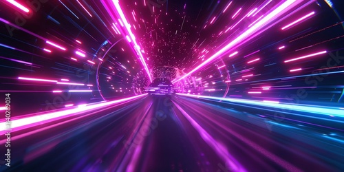 Cinematic digital photography of colorful speed motion, futuristic tunnel, high resolution, clean sharp focus