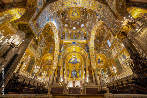 PALERMO, ITALY, JUNE 15, 2023 - Inner of the Palatine Chapel (Cappella Palatina) inside the Palace of the Normans in Palermo, Italy
