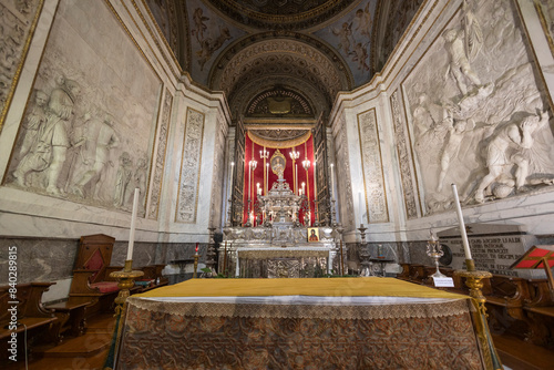 PALERMO, ITALY, JUNE 15, 2023 - The chapel of Santa Rosalia in the Palermo Cathedral or Duomo dedicated to the Holy Virgin Mary of the Assumption in the historic center of Palermo, Italy