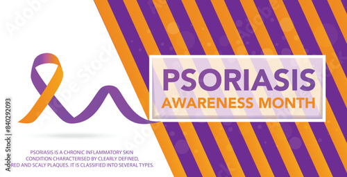Psoriasis awareness month is observed every year in August, it is a skin condition that causes red, flaky, crusty patches of skin covered with silvery scales. Vector illustration