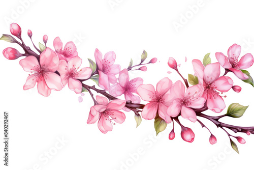 PNG Illustration of cherry blossom flower plant white background.