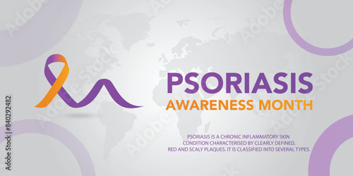Psoriasis awareness month is observed every year in August, it is a skin condition that causes red, flaky, crusty patches of skin covered with silvery scales. Vector illustration