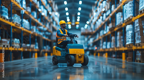 Employee driving a forklift...