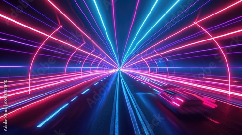 Futuristic Neon highway in a digital environment abstract background, generative AI © sania