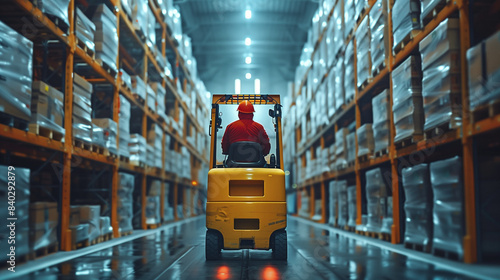 Employee driving a forklift...
