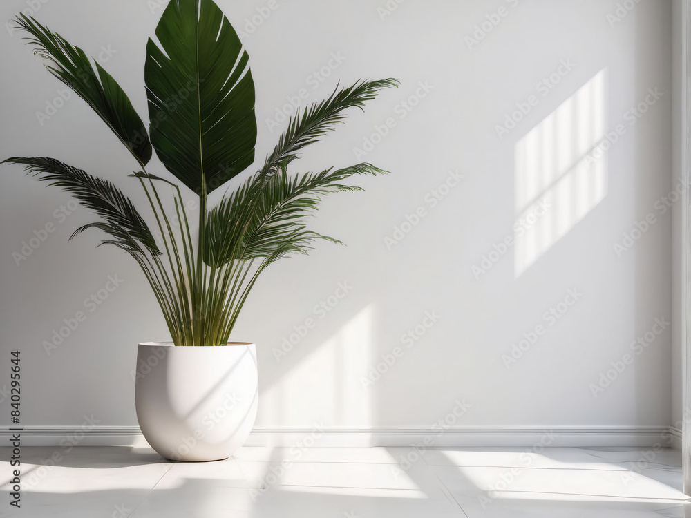 Sago Palm in a White Pot by a Window. Sago Palm in a White Pot by a Window.
