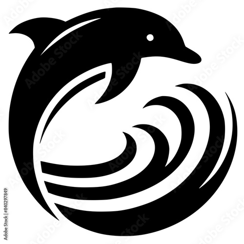 Beautiful dolphin logo design silhouette