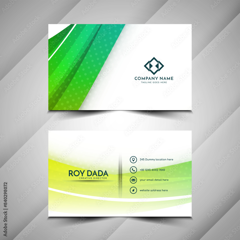 Fototapeta premium Modern wave style colorful business card design template