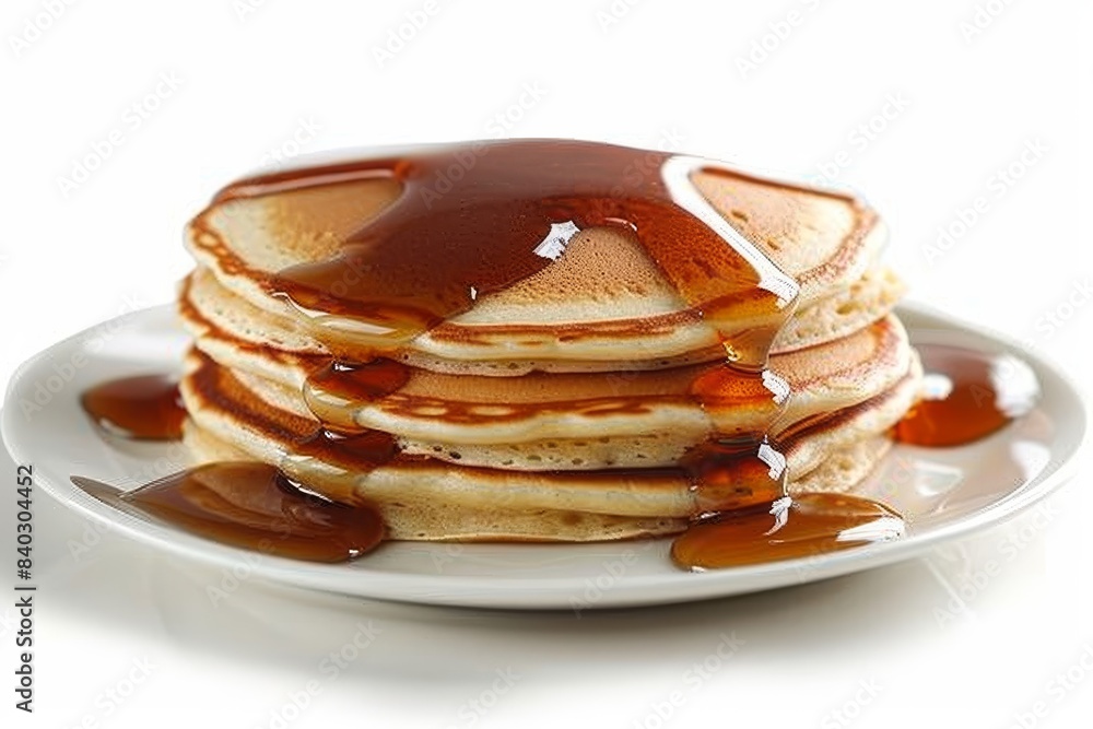 Stack of fluffy pancakes with a drizzle of syrup, ideal for breakfast food photography and pancake enthusiasts Stack of fluffy pancakes with a drizzle of syrup, ideal for breakfast food photography and pancake enthusiasts