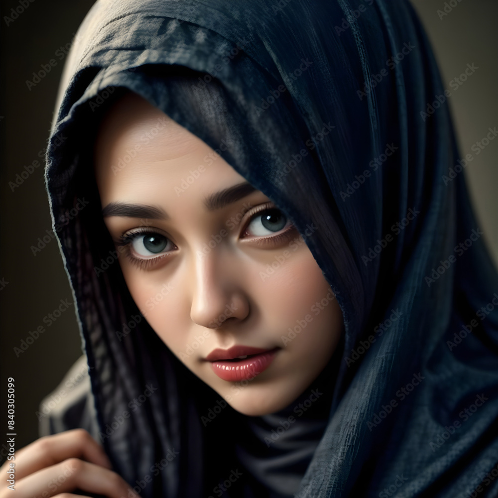 Naklejka premium a islamic woman with hijab