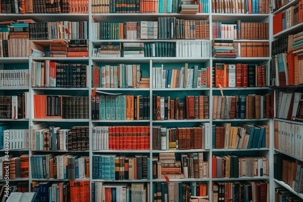 Bookcases in a home library Bookcases in a home library