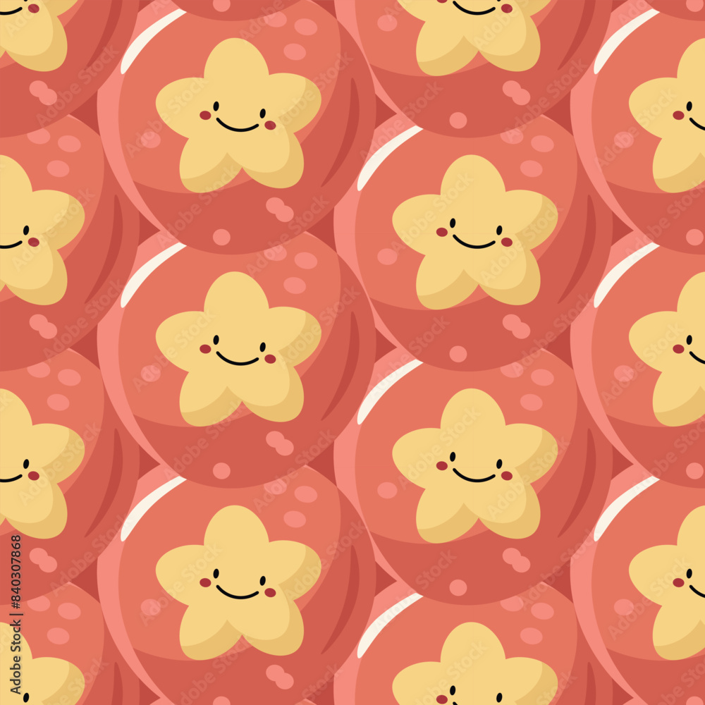 Star pattern with happy little face. Wallpaper, background. Vector illustration Star pattern with happy little face. Wallpaper, background. Vector illustration