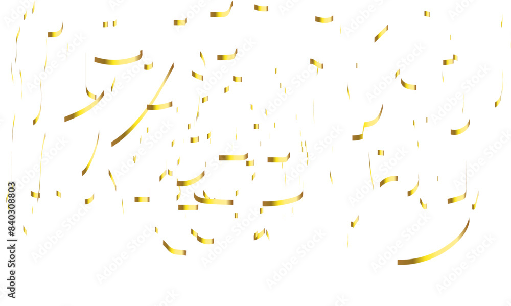 Fototapeta premium Golden glitter confetti falling down on transparent background. Vector illustration.