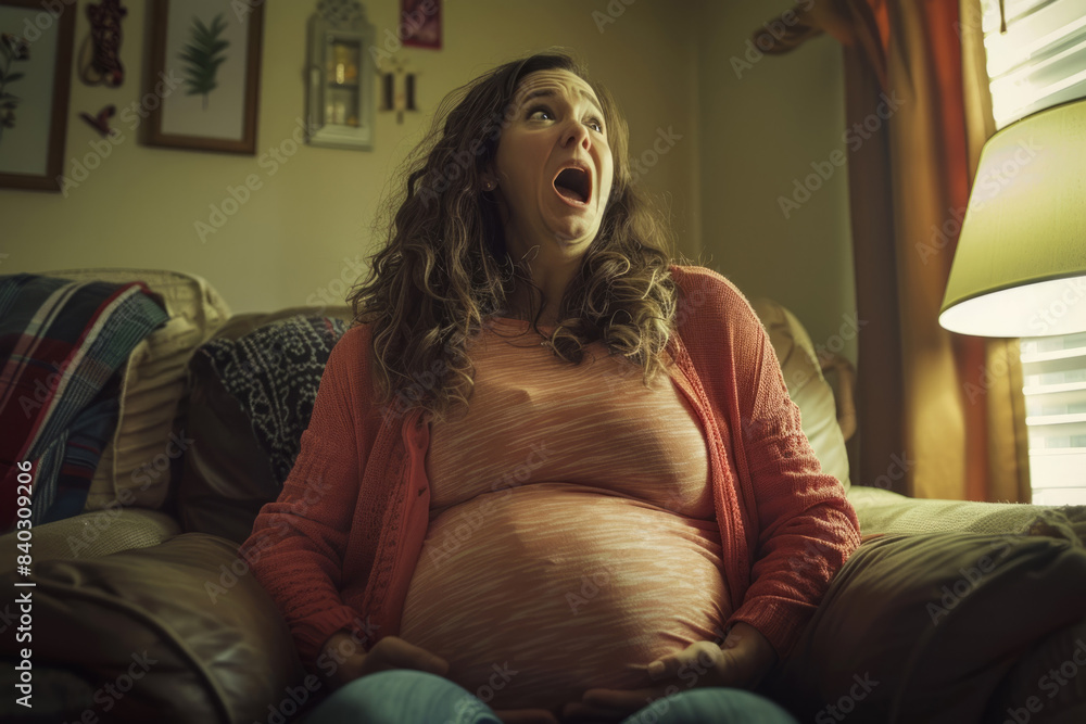 Nervous emotional screaming pregnant woman Nervous emotional screaming pregnant woman