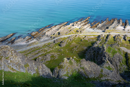Scenic road to Hamningberg through the rocky landscape, Norway