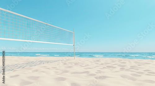 Beach Volleyball Net Under A Sunny Sky