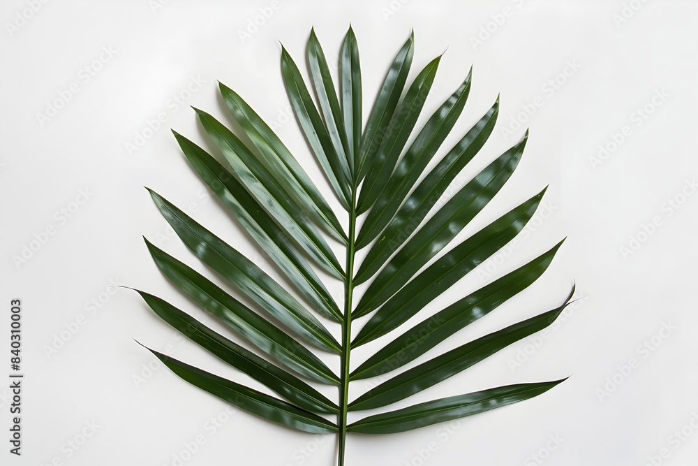 Fototapeta premium Symmetrical Palm Leaf Against White Background