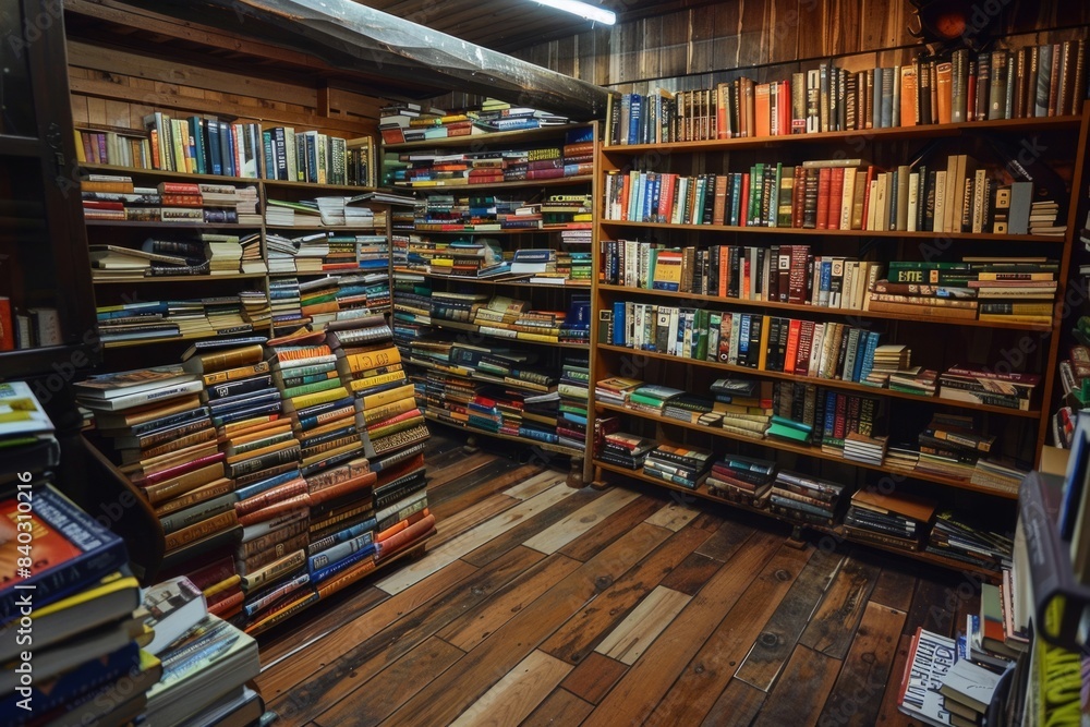 shelves with books in library shelves with books in library