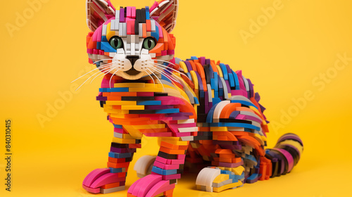 Colorful LEGO Cat Sculpture