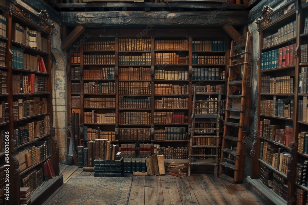 shelves with books in library shelves with books in library