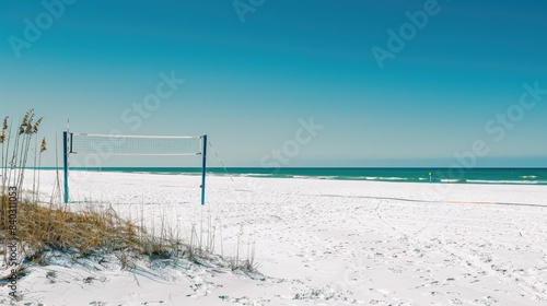 A Beach Volleyball Net Awaits on Pristine Sands