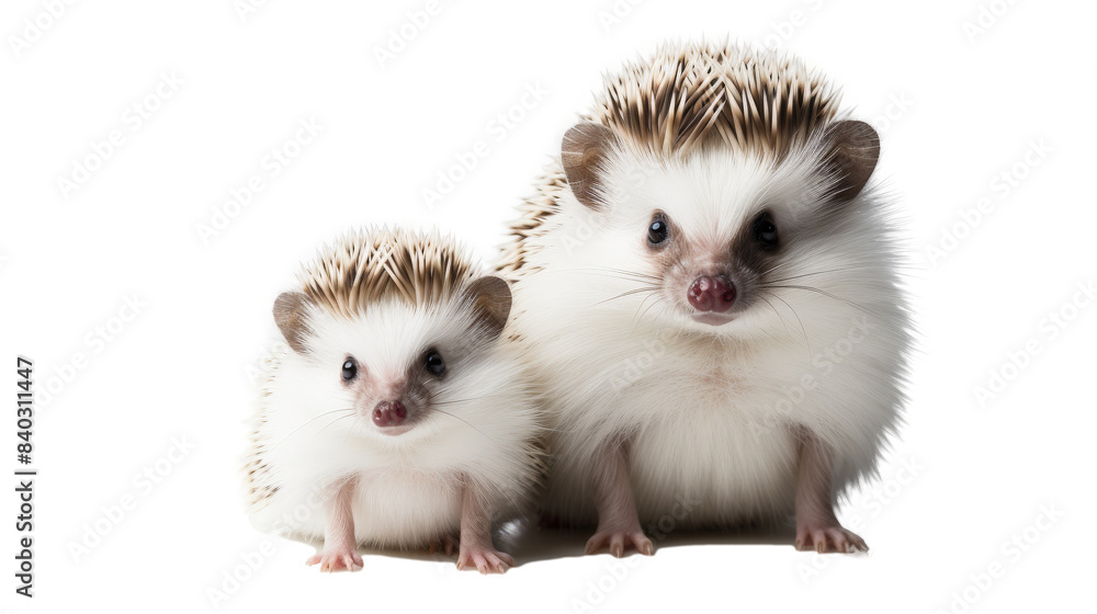 A Mother Hedgehog and Her Baby Gaze Intently at the Camera A Mother Hedgehog and Her Baby Gaze Intently at the Camera