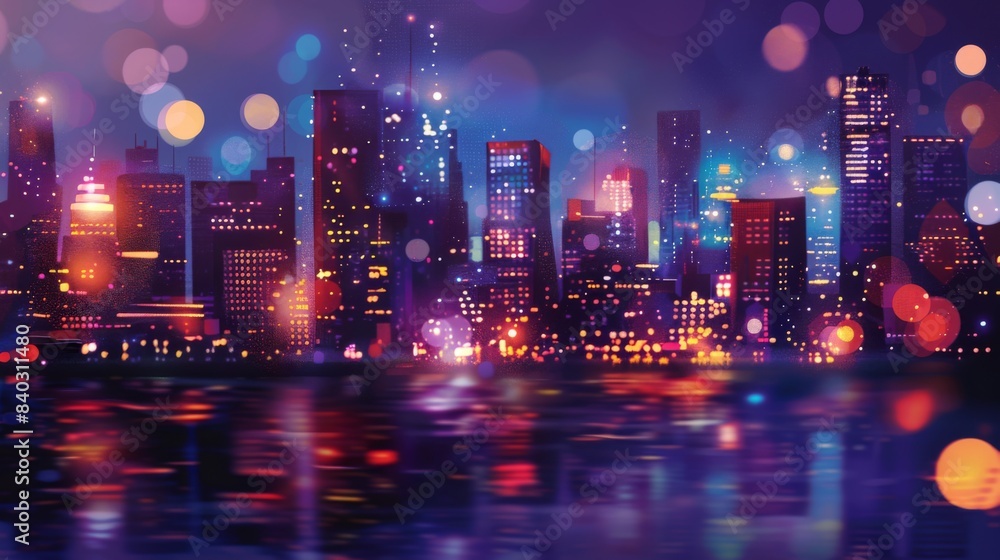 background of the night city with blurred lights, illustration background of the night city with blurred lights, illustration