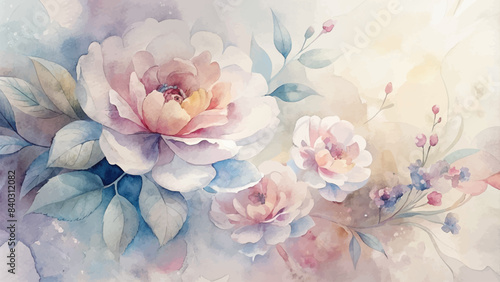 Flower watercolor background of soft shades