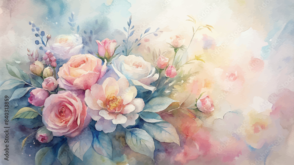 Soft watercolor flower bouquet background Soft watercolor flower bouquet background
